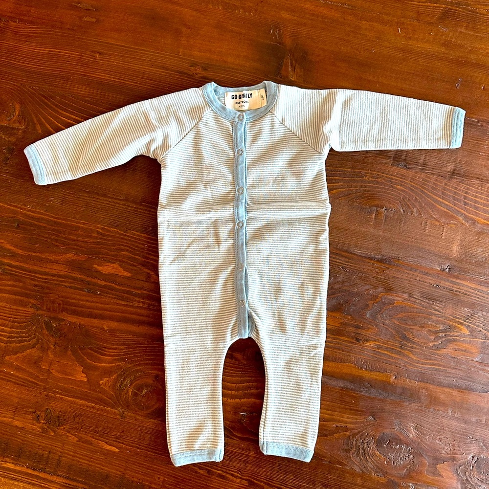 Go Gently 3 to 6 Month One Piece Pjamas Blue Stripes